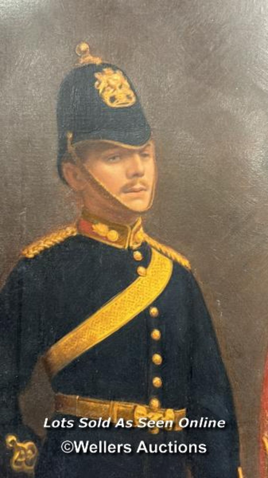 LARGE VICTORIAN OIL ON CANVAS PORTRAIT DEPICTING FOUR MILITARY OFFICERS (APPEARS TO BE FATHER AND - Image 3 of 10