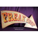 HAND PAINTED FREAK SHOW SIGN, 124 X 66CM