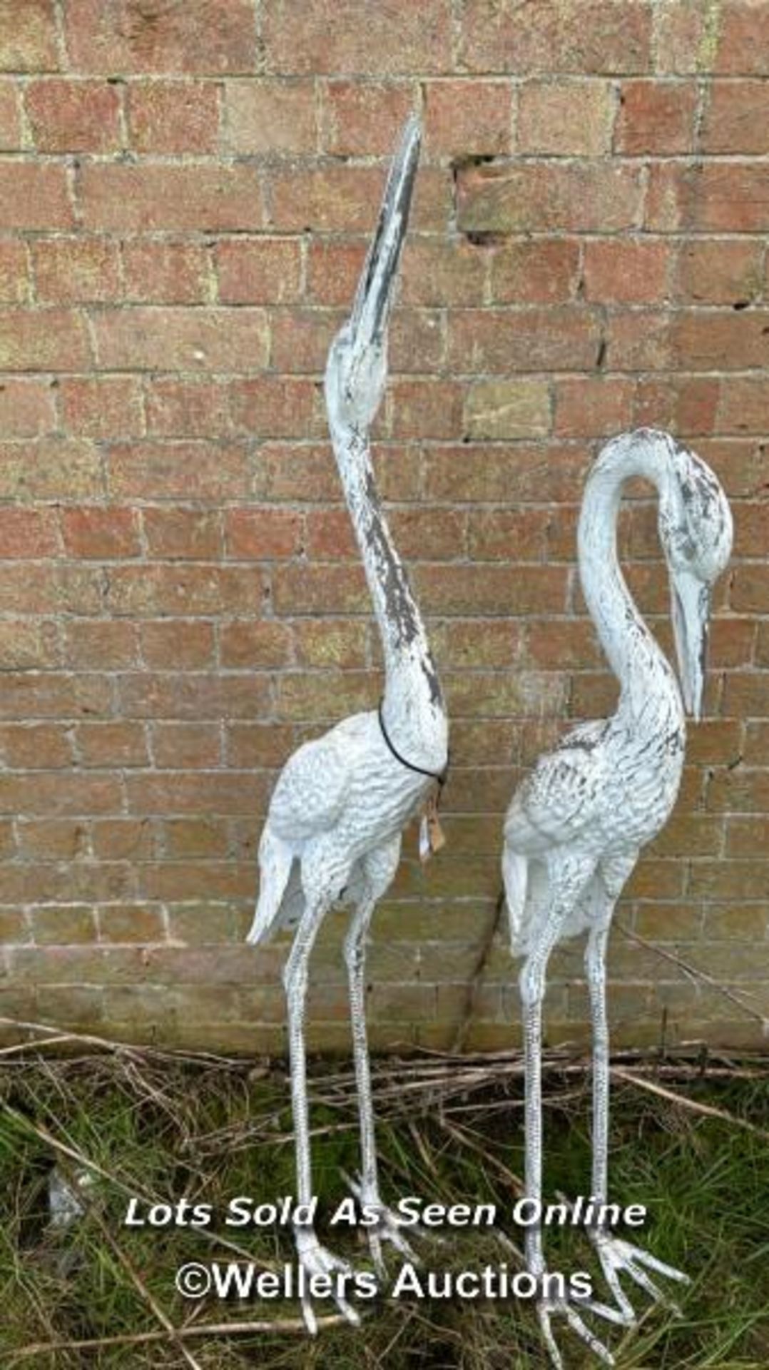 20TH CENTURY WHITE PAINTED BRONZE HERONS, TALLEST 140CM - Image 4 of 5