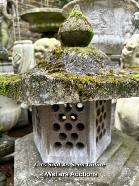 WEATHERED COMPOSITION STONE PERGODA LANTERN - Image 2 of 4