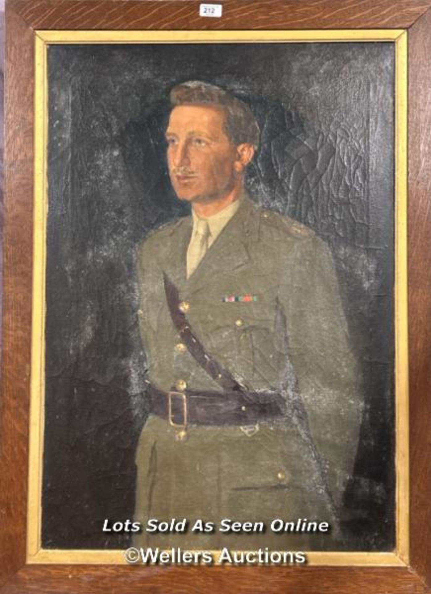 OIL ON CANVAS DEPICTING OFFICER, POSSIBLY FROM THE ROYAL ARTILLERY, BY H. BENNETT (1946), 89 X 61CM