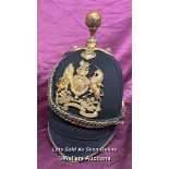GEORGE V ROYAL ARMY MEDICAL CORPS OFFICER HELMET, IN ORIGINAL CONDITION WITH SOME WEAR, MADE BY