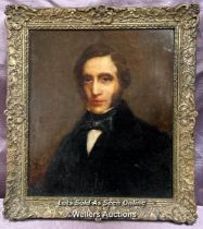 OIL ON BOARD DEPICTING 19TH CENTURY GENTLEMAN, POSSIBLY M. EMMERETTA BURDETT AT NUNEATON, BY JOHN