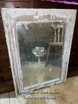 19TH CENTURY STRIPPED PINE MIRROR WITH ORIGINAL MERCURY PLATE 65 X 89.5CM (AS FOUND)