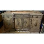 19TH CENTURY RENAISSANCE REVIVAL BLEACHED OAK DRESSER, 197 X 68.5 X 101CM