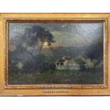 FRAMED OIL ON CANVAS PAINTING OF A LANDSCAPE, UNSIGNED, 49 X 32CM