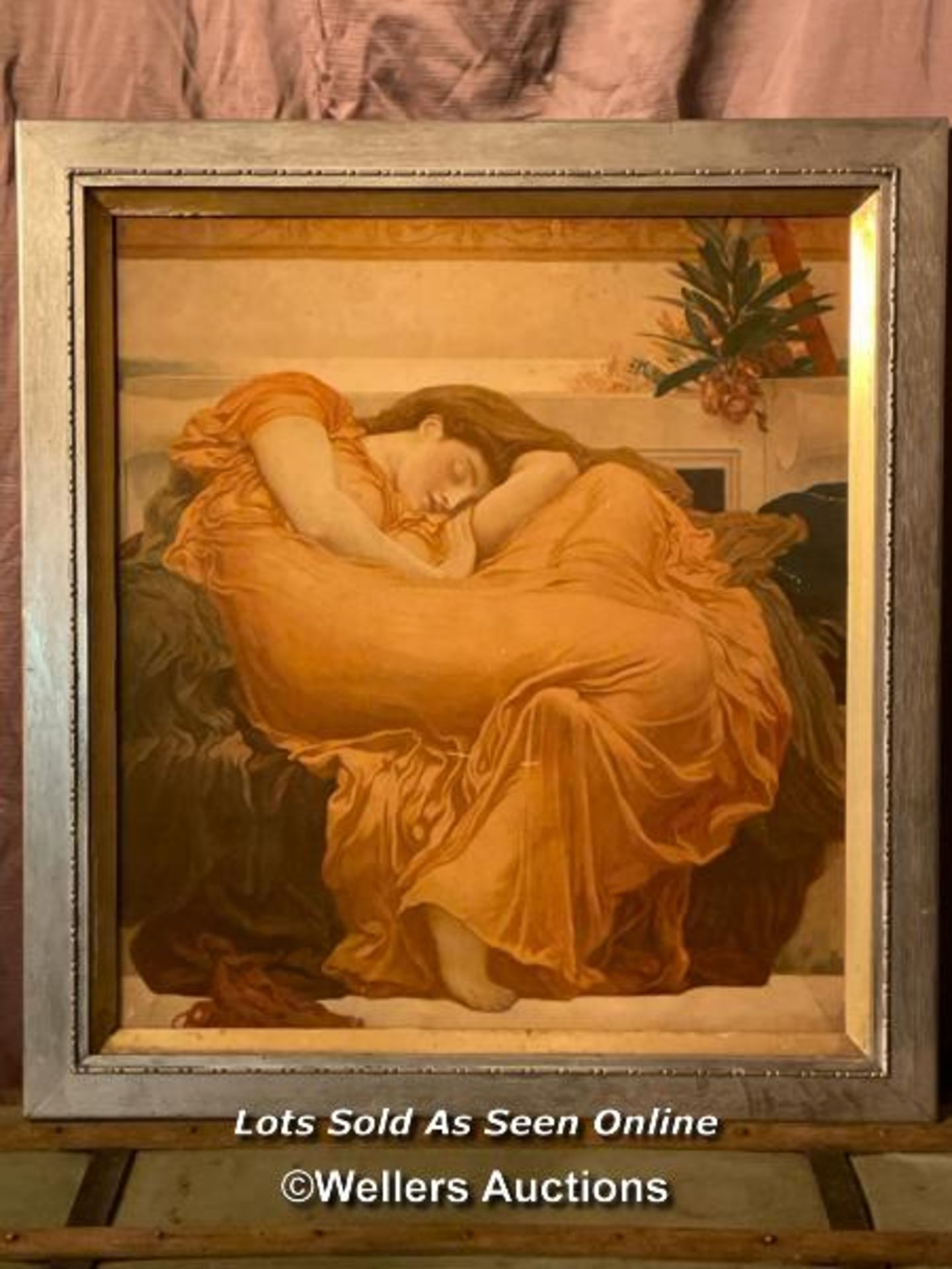 FRAMED LITHOGRAPH OF A SLEEPING LADY, 57 X 63.5CM, FRAME SIZE 71 X 77CM