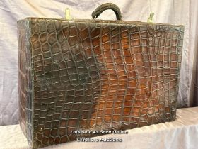 LARGE VINTAGE CROCODILE SKIN SUITCASE, 72 X 22 X 46CM