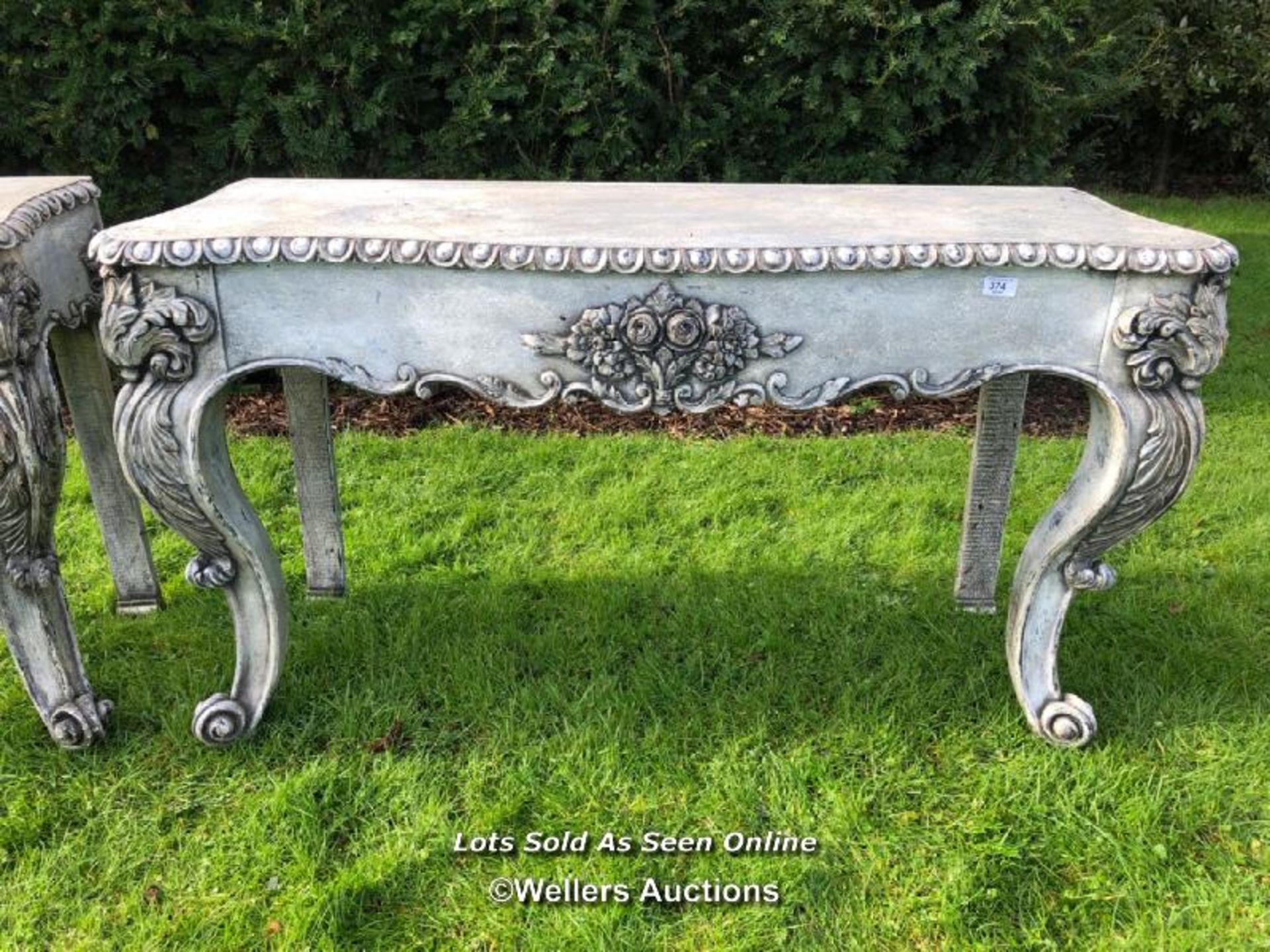 PAIR OF ORNATELY CARVED ITALIAN CONSOLE TABLES, 124 X 45 X 71CM - Image 4 of 5