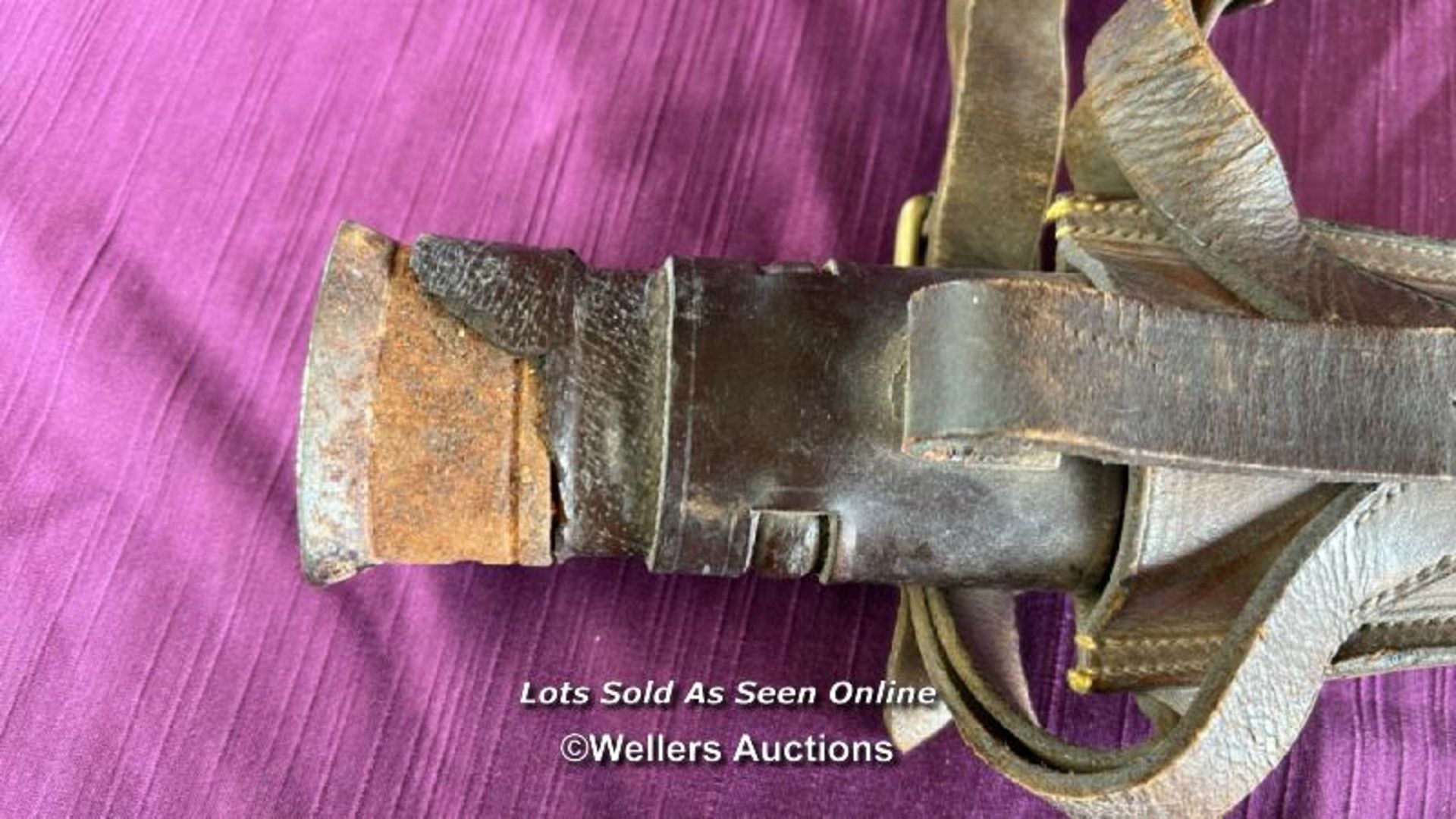 ANTIQUE INFANTRY OFFICERS SWORD WITH LEATHER SCABBARD, LENGTH 99CM - Image 12 of 12