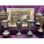 LESLIE GRAHAM (1911-1953) BRITISH ROAD MOTORCYCLE RACER - A COLLECTION OF SIX TROPHIES WON OVER