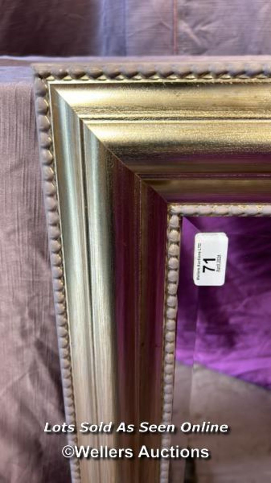 LARGE BEVELLED EDGE MIRROR WITH BEADED FRAME, 118 X 92.5CM - Image 2 of 3