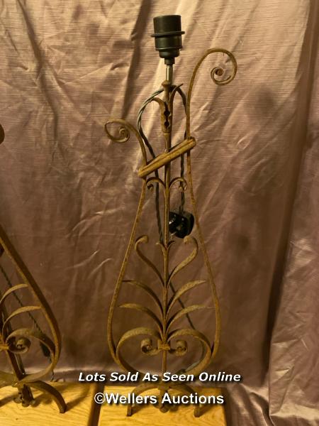 PAIR OF 19TH CENTURY IRON WORK BALUSTRADE CONVERTED LAMPS - Image 3 of 3