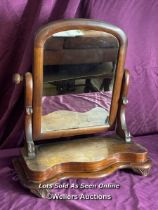 19TH CENTURY MAHOGANY TOILET MIRROR, 50 X 23 X 56CM