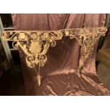 MATCHED PAIR OF FRENCH IRON WORK CONSOLE TABLES, 71 X 31 X 95CM (TOPS ARE AVAILABLE ONE MARBLE AND