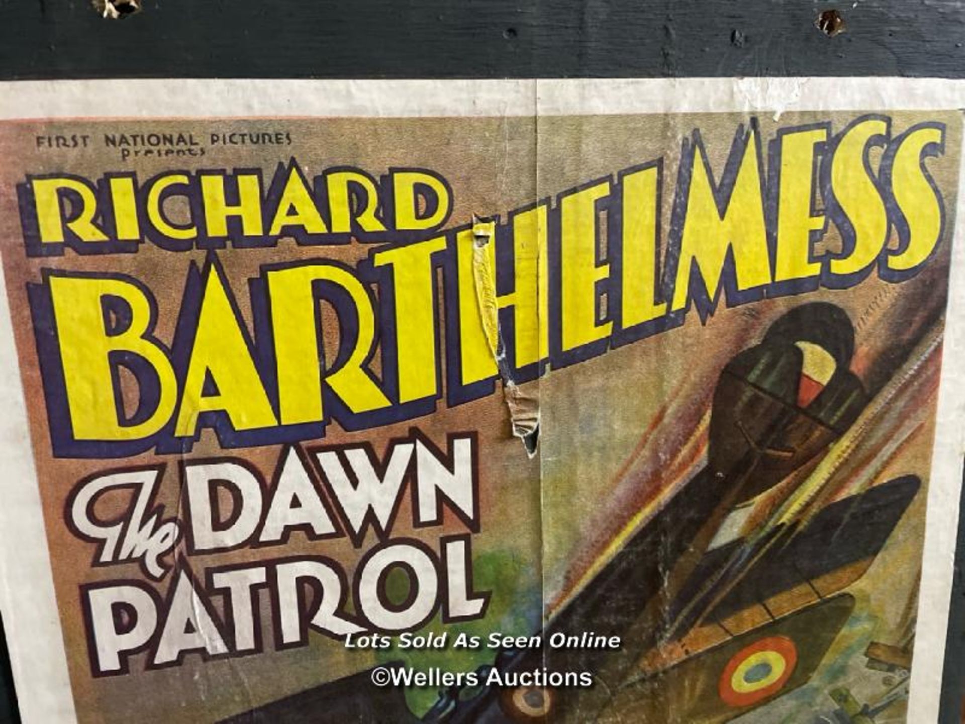 'THE DAWN PATROL' FILM POSTER, 1930, PASTED ONTO BOARD FOR THEATRICAL USE, POSTER SIZE 50 X 73.5CM - Image 2 of 4