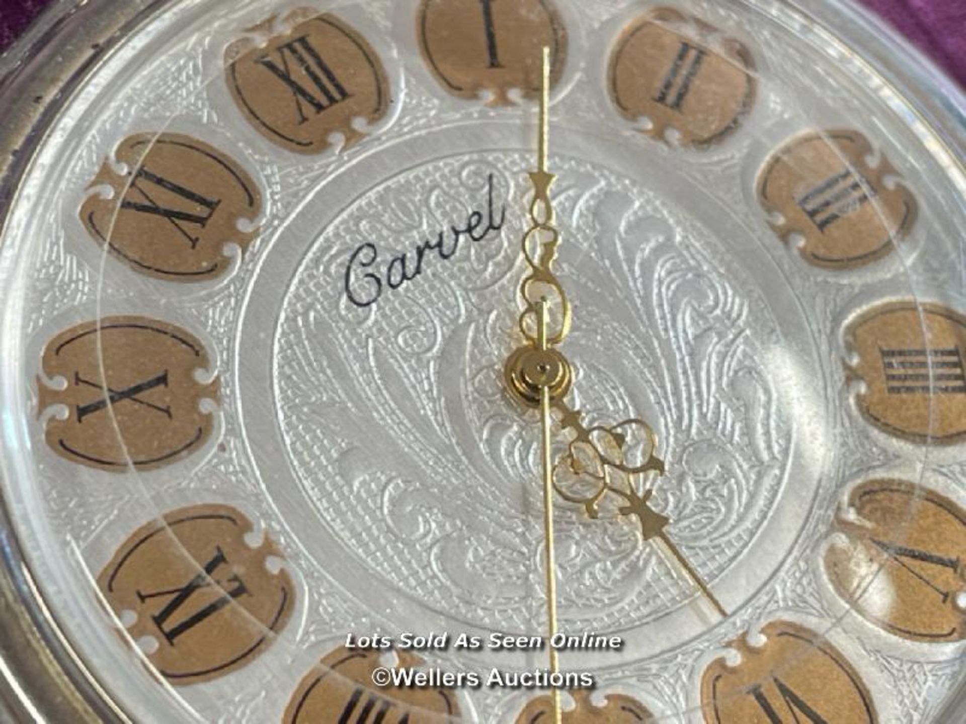 CARVEL TRAVEL WATCH, DEPICTING FARMER MILKING THE COW, HALLMARKED CASE - Image 5 of 6