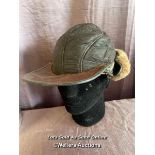 USAAF AIR CREW FUR LINED LEATHER AIR CREW CAP (POST WAR OR RE-ENACTMENT)