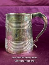 HALLMARKED SILVER TANKARD, HEIGHT 10.1CM, WEIGHT 282GMS