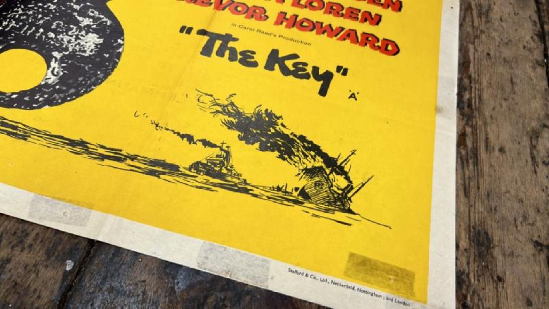 THE KEY, ORIGINAL FILM POSTER, PRINTED IN ENGLAND BY STAFFORD & CO, TAPE TO THE REAR, 10125CM W X - Bild 2 aus 5