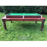 19TH CENTURY METAPORPHIC REVOLVING 1/4 SIZE SNOOKER/BILLIARDS TABLE COMBINED WITH DINING TABLE