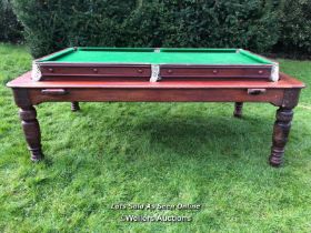 19TH CENTURY METAPORPHIC REVOLVING 1/4 SIZE SNOOKER/BILLIARDS TABLE COMBINED WITH DINING TABLE