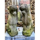 PAIR OF COMPOSITION STONE PANTHER STATUES