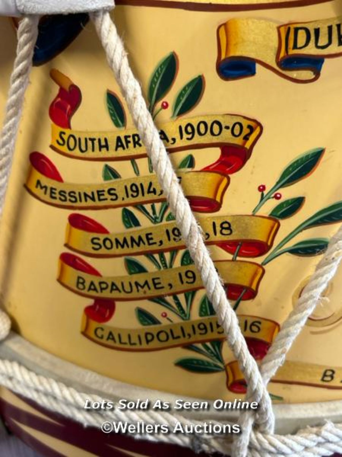 MILITARY BAND DRUM FROM THE '4TH BN THE WILTSHIRE REGIMENT' WITH BATTLE HONOURS, PRE WORLD WAR TWO - Image 2 of 10