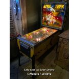 BALLY STAR TREK PINBALL MACHINE 1979, 77 X 136 X 177CM, WITH ALTERNATIVE SOUND CARD, POWERS AND