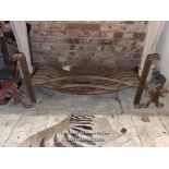 HEAVY CAST IRON FIREGRATE AND DOGS, GRATE 92 X 38.5 X 47.5CM, DOGS 50 X 19 X 24CM
