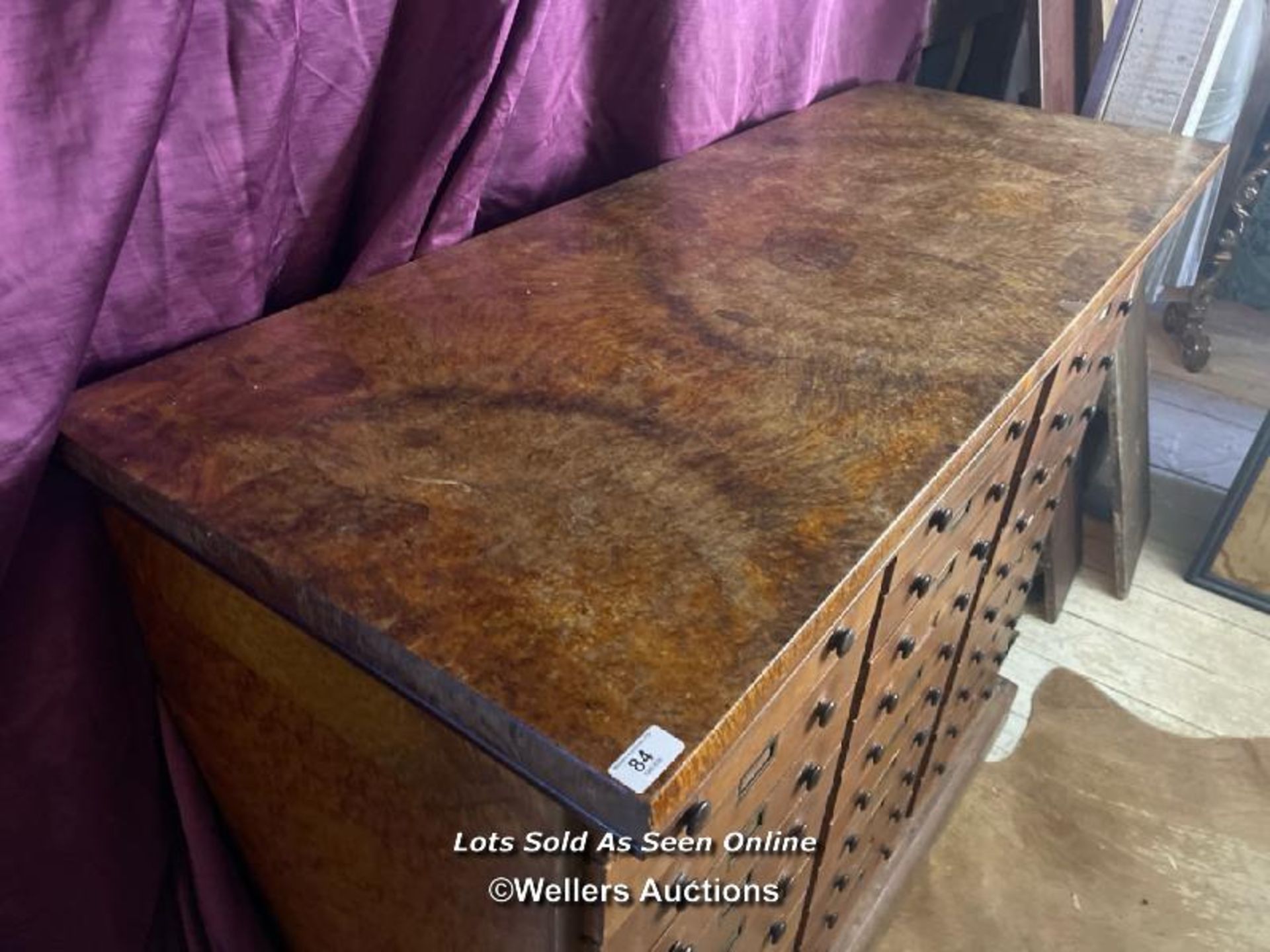 19TH CENTURY FLIGHT OF 33 DRAWERS, WALNUT VENEERS AND MAHOGANY LINED, 149 X 57 X 130CM - Image 3 of 5