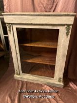 19TH CENTURY FRENCH PAINTED GLAZED BOOKCASE WITH ORMULU MOUNTS, 75 X 30 X 96.5CM