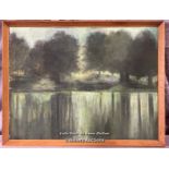 WILLIAM MASON (1906-2002), FRAMED OIL ON BOARD DEPICTING A LAKE SCENE, UNSIGNED, 57 X 43CM