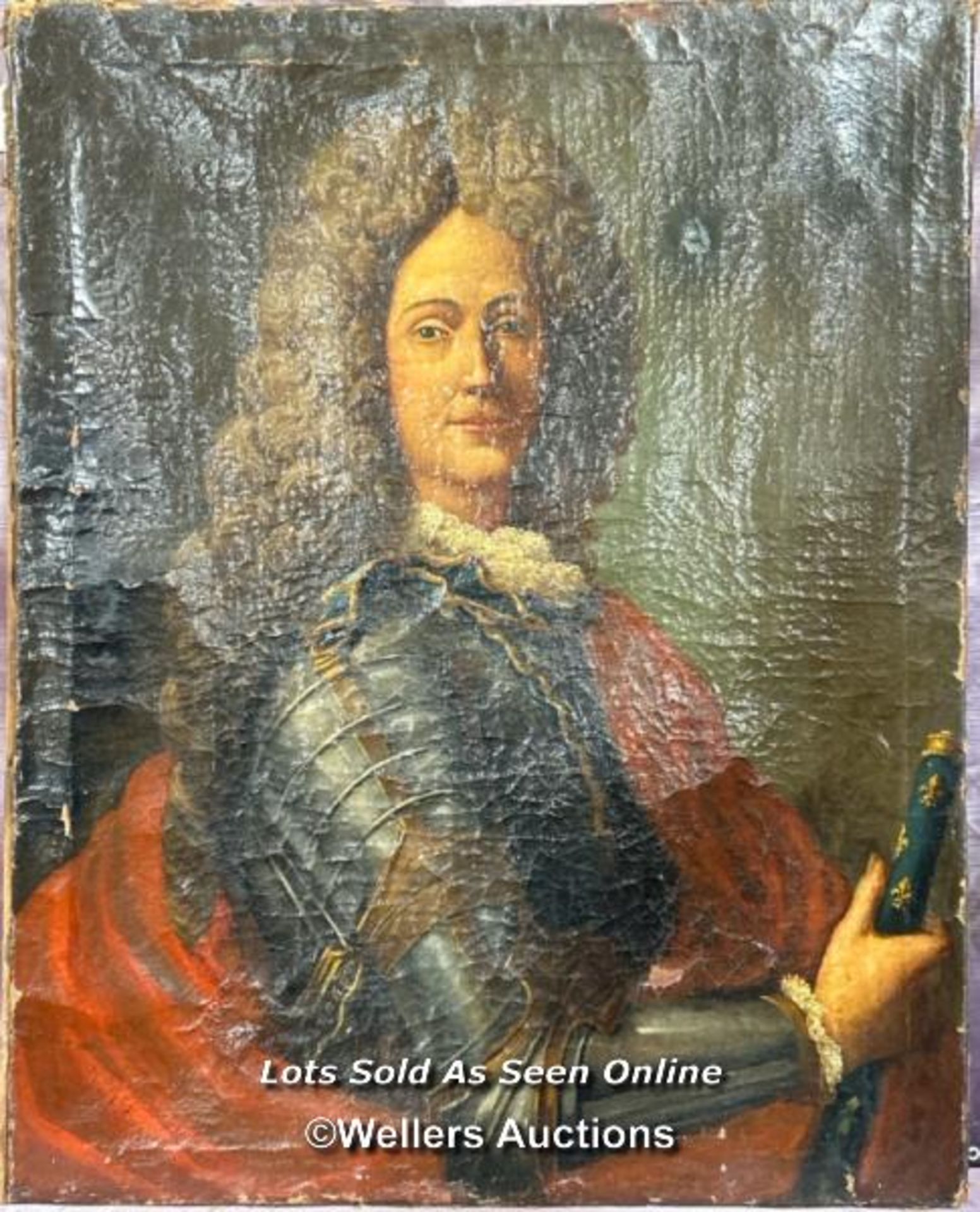 EARLY 18TH CENTURY PORTRAIT OF A NOBLEMAN IN ARMOUR, 80 X 64CM