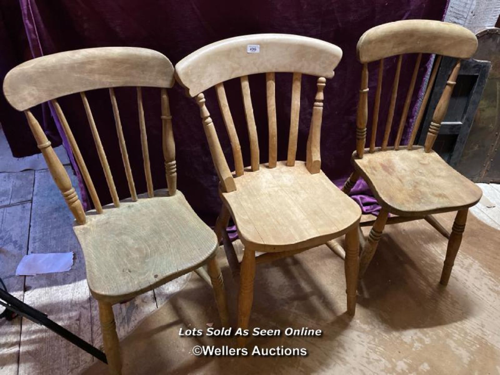 THREE STICK BACK DINING CHAIRS, LARGEST 52.5 X 39 X 83CM - Image 3 of 3