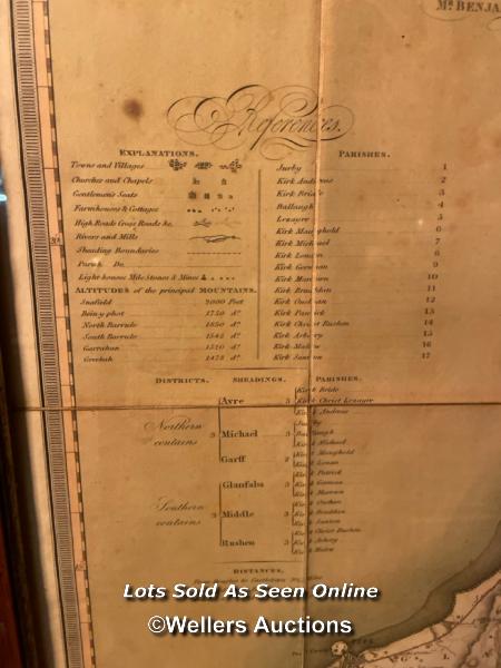 19TH CENTURY FRAMED AND GLAZED MAP OF THE ISLE OF MAN, 75 X 106CM - Image 3 of 5