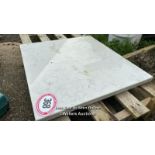 SQUARE PIECE OF WHITE MARBLE, 60CM (W) X 65.5CM (W) X 3CM (D)