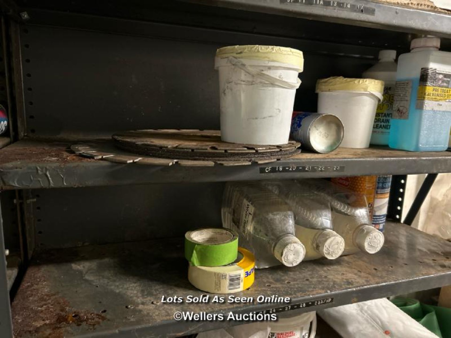 DEXIAN SHELVING UNIT TO INCL. WOODSTAIN, VARNISH, PATINATION OIL, LINE MARKING SPRAY, EXPANDING - Image 7 of 9