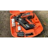 PASLODE PPN35 JIFFY HANGING NAILER GUN, INCL. CHARGER AND 2X BATTERIES, WITH CASE