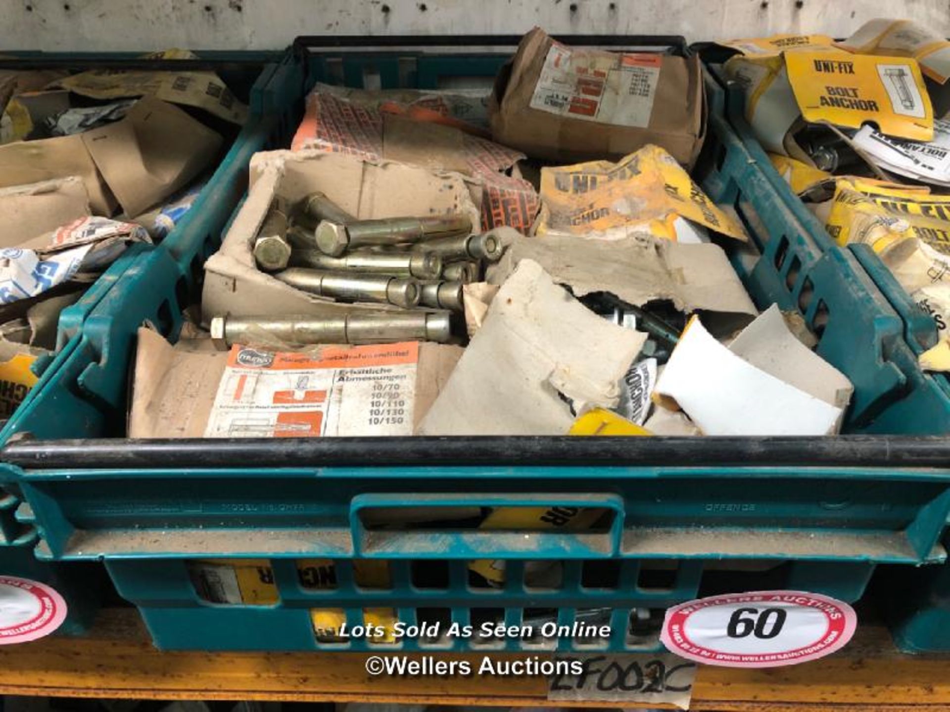 CRATE FULL OF HARDWARE INC. UNIFIX BOLT ANCHORS AND MORE