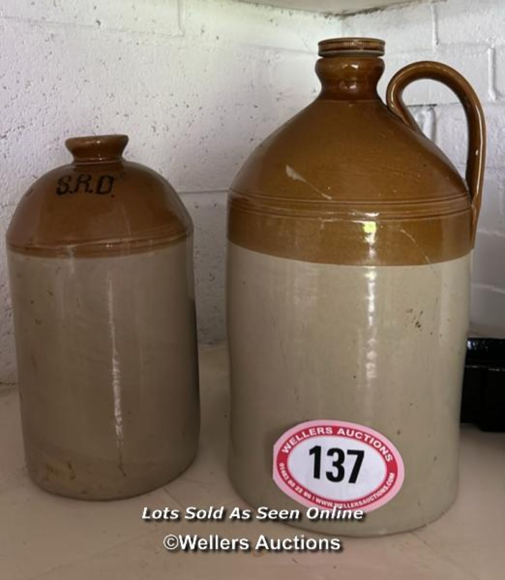 2X SALT GLAZED JUGS