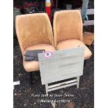 2X LEATHER UPHOLSTERED CHAIRS AND FOLDING TABLE