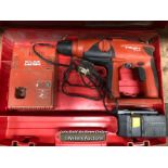 HILTI TE20 HAMMER DRILL WITH NON HILTI BATTERY AND CHARGER, IN CASE