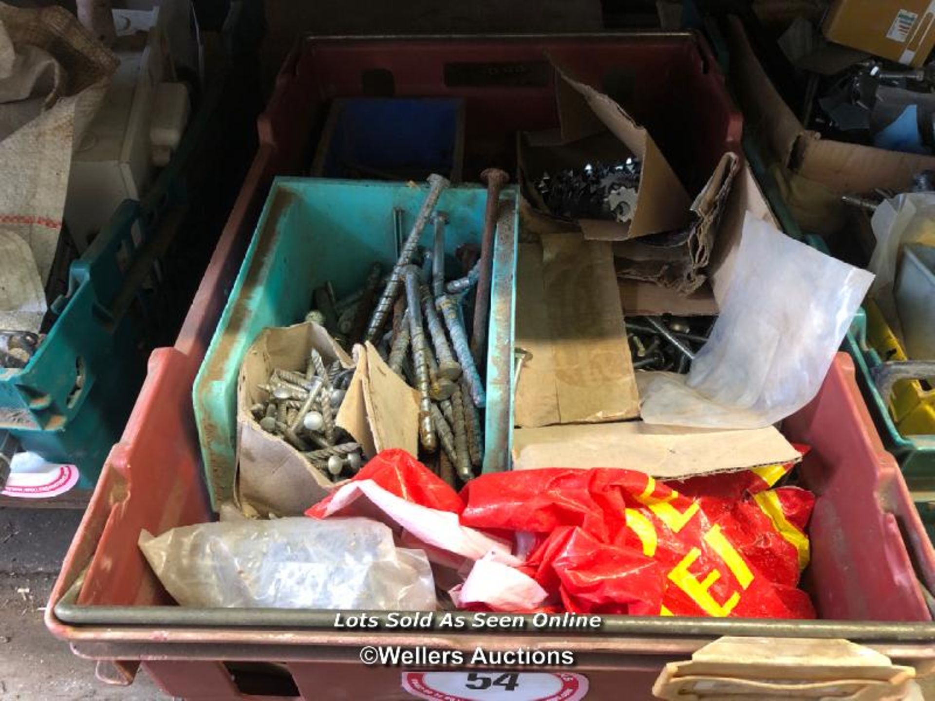 CRATE FULL OF HARDWARE INC. HEAVY DUTY BOLTS, TOOTH CONNECTORS AND MORE - Image 2 of 4