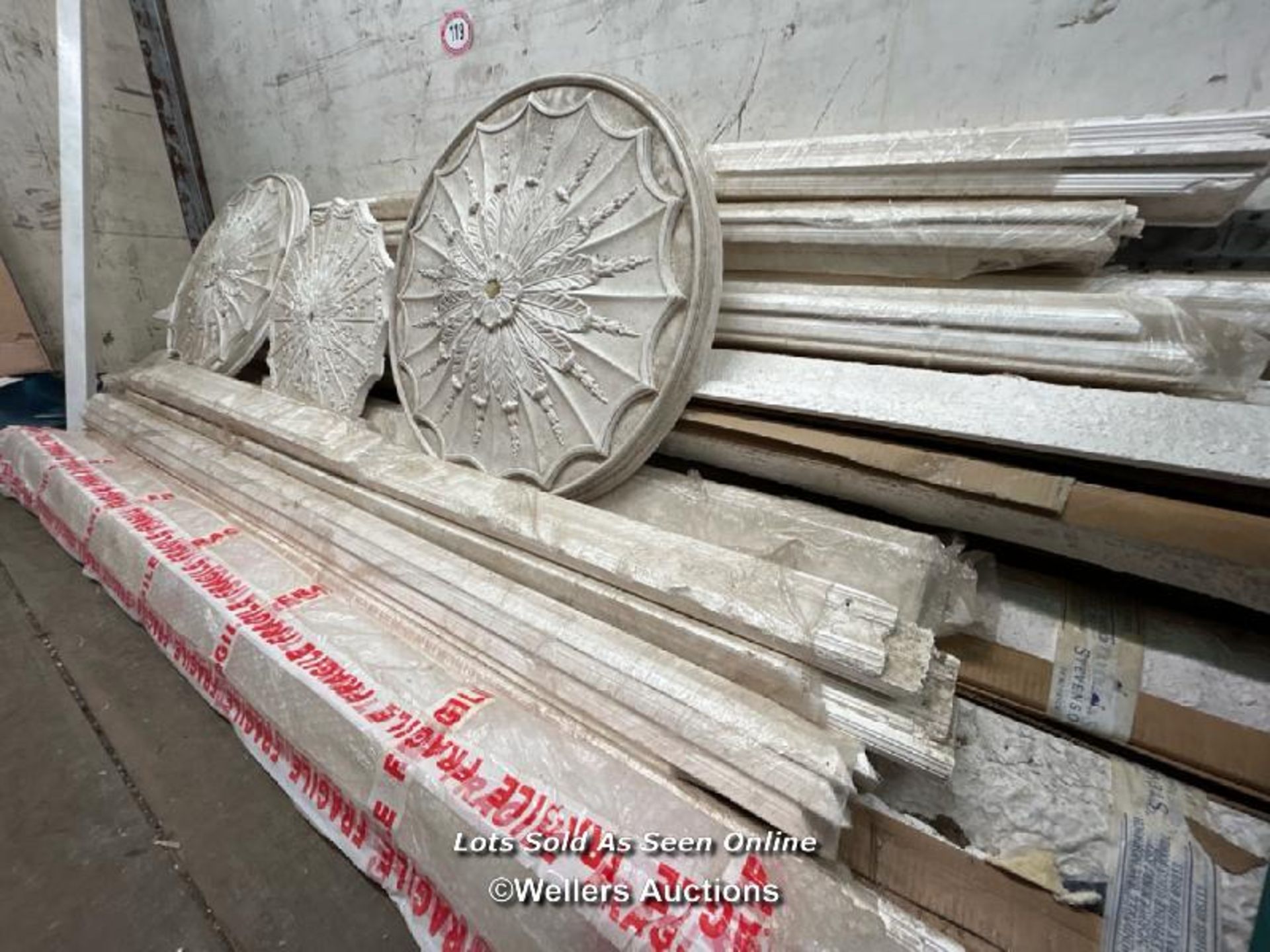 LARGE QUANTITY OF PLASTER CORNICING AND CEILING ROSES, ORIGINALY COMMISSIONED FOR THE DUKE OF