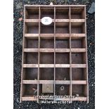 METAL CABINET WITH 24X COMPARTMENTS, 92CM (H) X 60CM (W) X 17CM (D)