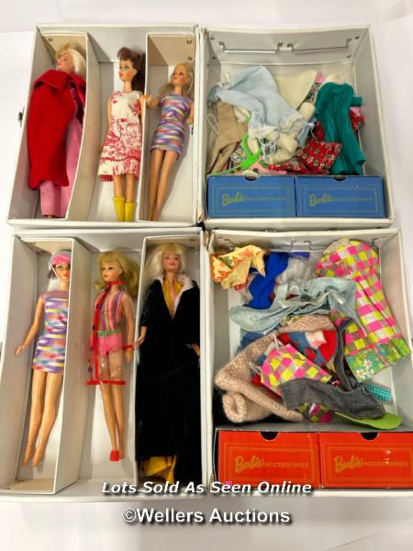 Two vintage 1960's Barbie & Francie vinyle doll trunks, with six vintage Barbie and Francie dolls, - Image 2 of 21