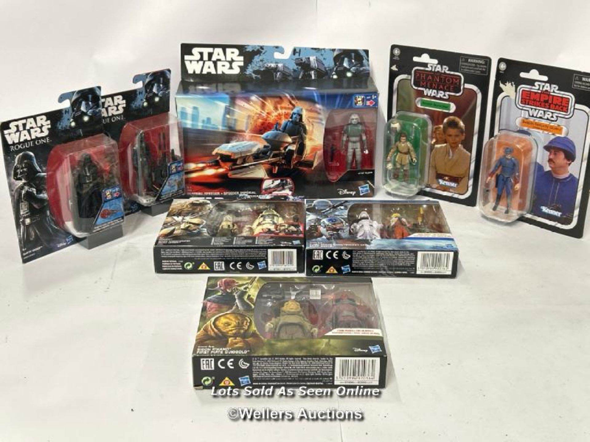 Boxed modern Star Wars toys including The Vintage Collection Anakin Skywalker & Besbin Security
