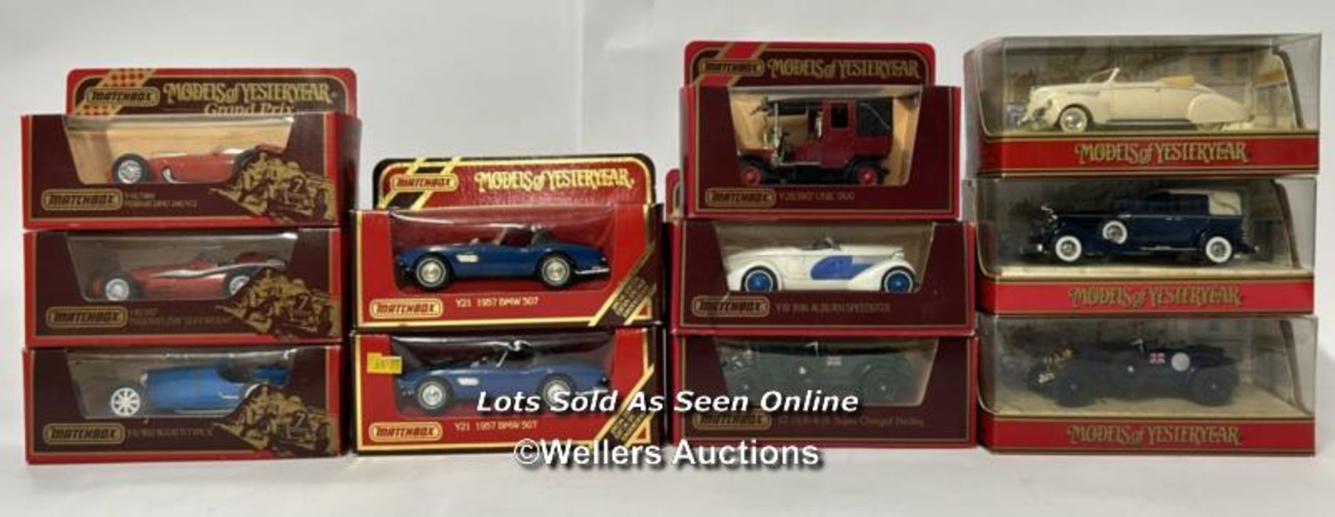 Eleven assorted Matchbox Models of Yesteryear cars including 1960 Grand Prix Ferrari Dino Y16 / AN11