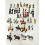 Large collection of Medieval themed mainly Britains lead figures and horses including knights and